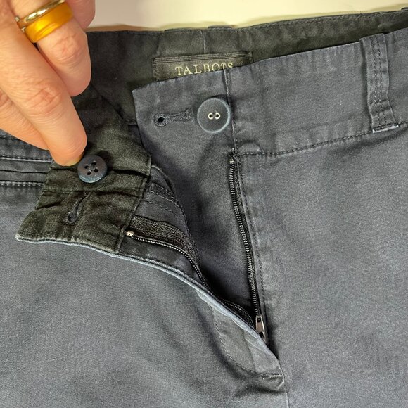 Talbots Size 12 Navy Blue Cotton Chino Shorts Flat Front *Flaw - Picture 6 of 7